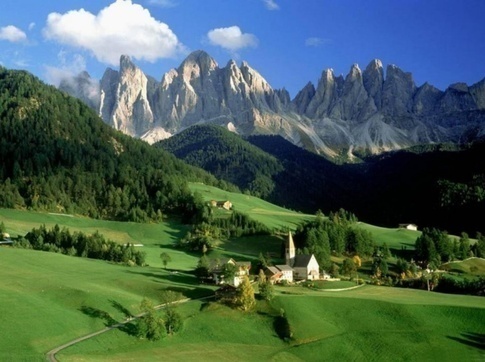 Santa Maddalena and Mt. Odle in the Italian Dolomites